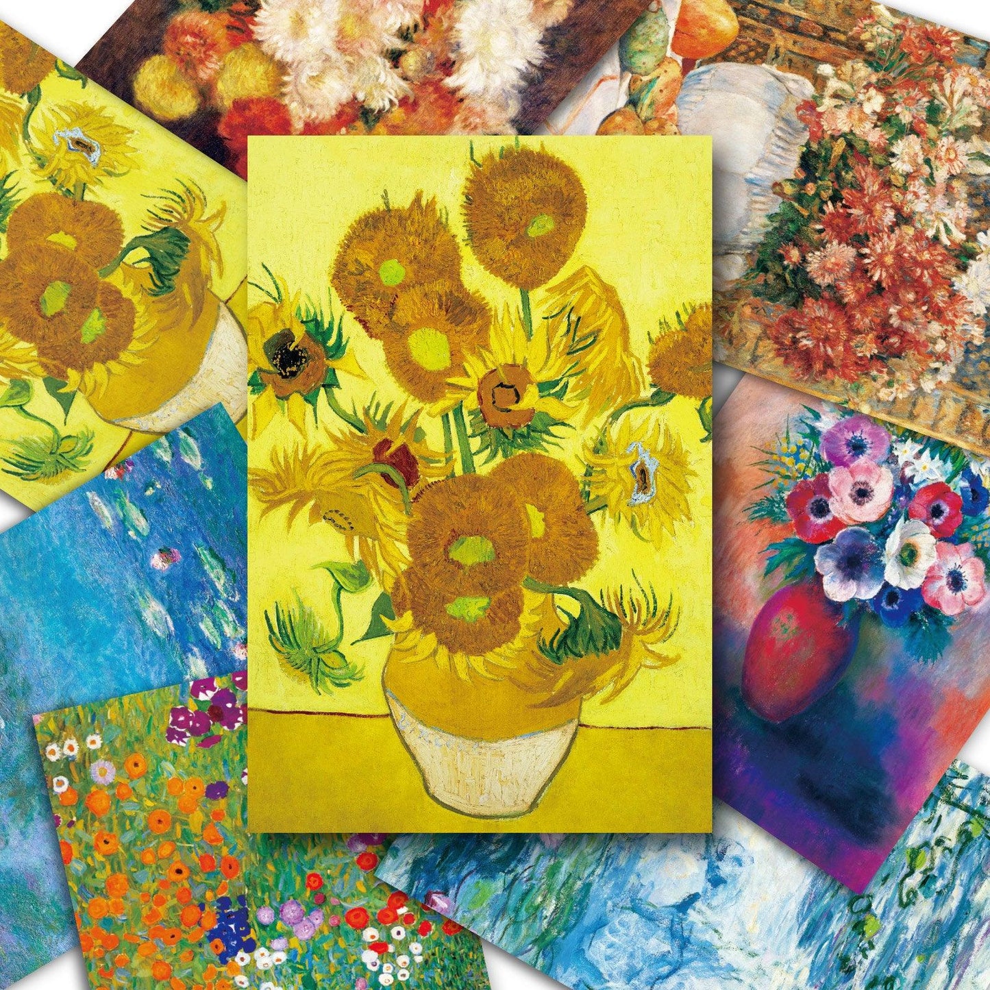 12 Art Greeting Cards Bundle with 12 Envelopes (Flower Series 3) - Berkin Arts