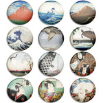 12Pcs Round Art Refrigerator Magnet (Katsushika Hokusai Print) - Berkin Arts