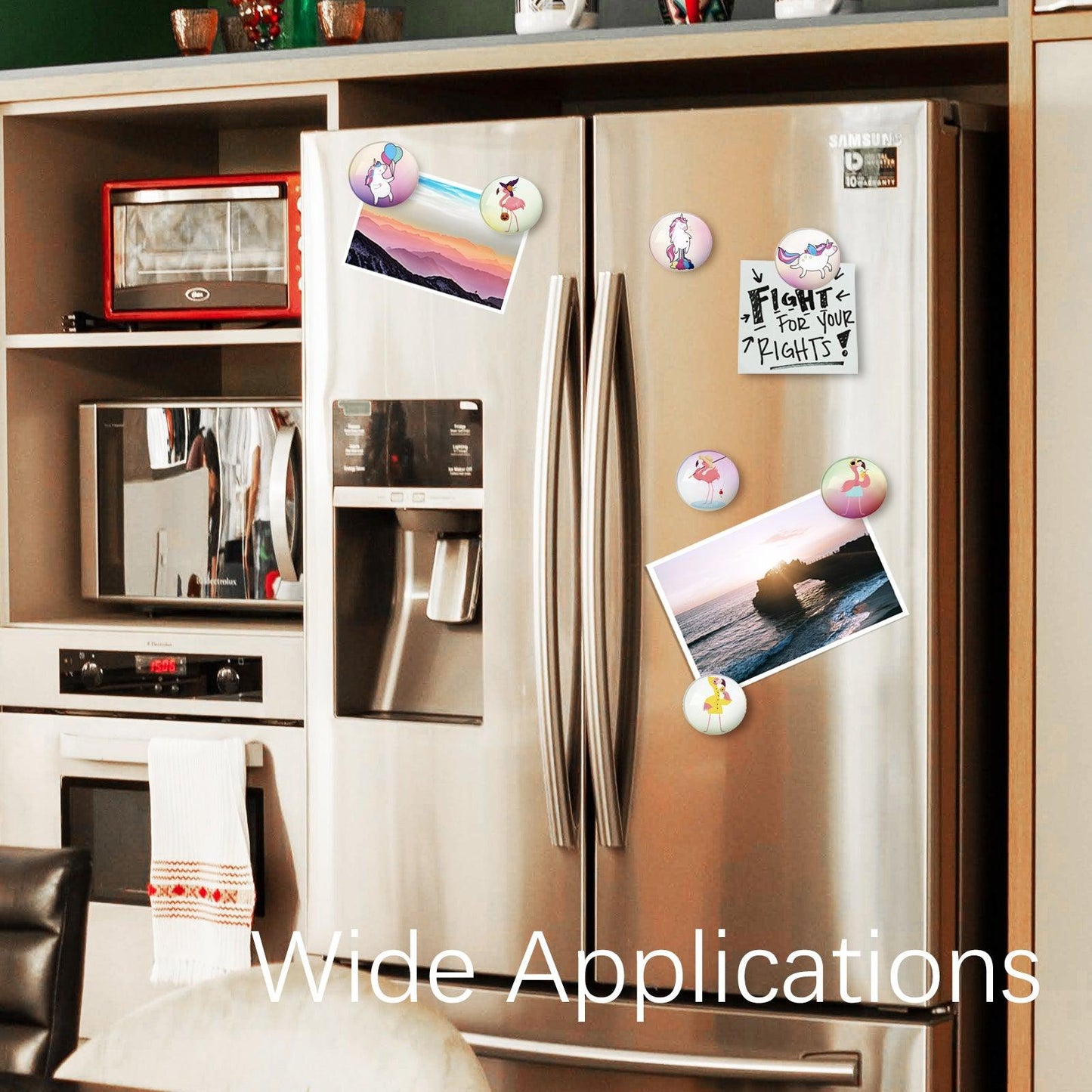 12Pcs Round Contemporary Refrigerator Magnet (Unicorn and Flamingo) - Berkin Arts