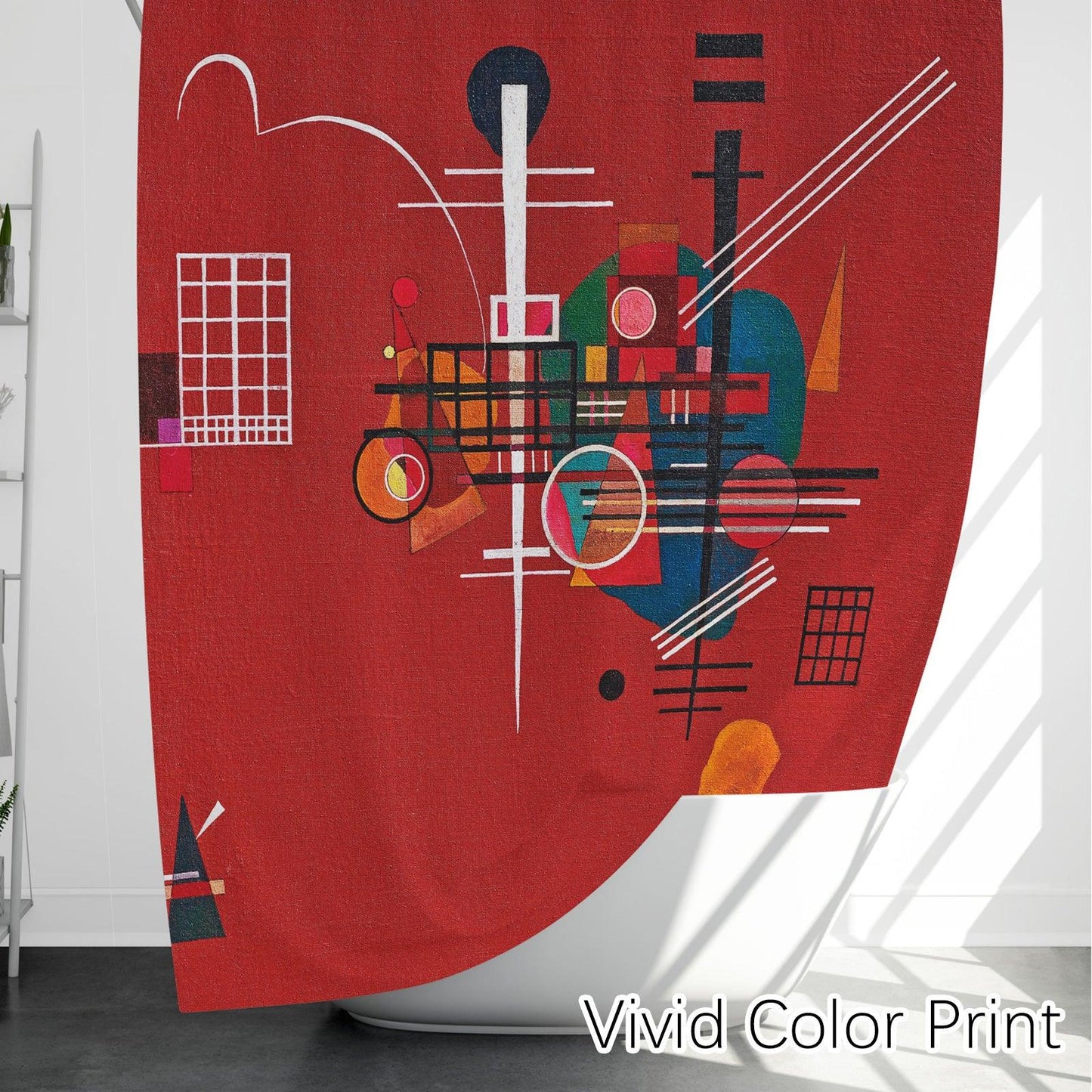 Abstract Art Shower Curtain Set (Dull Red by Wassily Kandinsky) - Berkin Arts