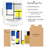 Abstract Geometric Art Paper Giclee Prints Set of 4 (Theo Van Doesburg Series) - Berkin Arts