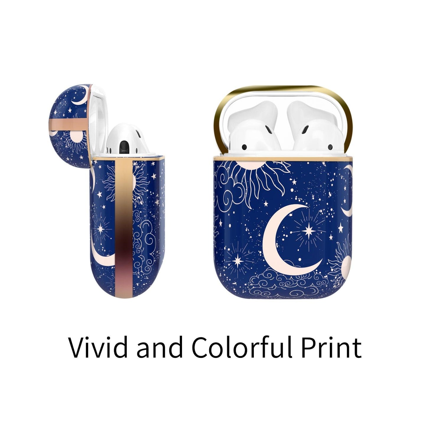 AirPods 1st/ 2nd Generation Contemporary Cover, Sun Crescent and Stars - Berkin Arts
