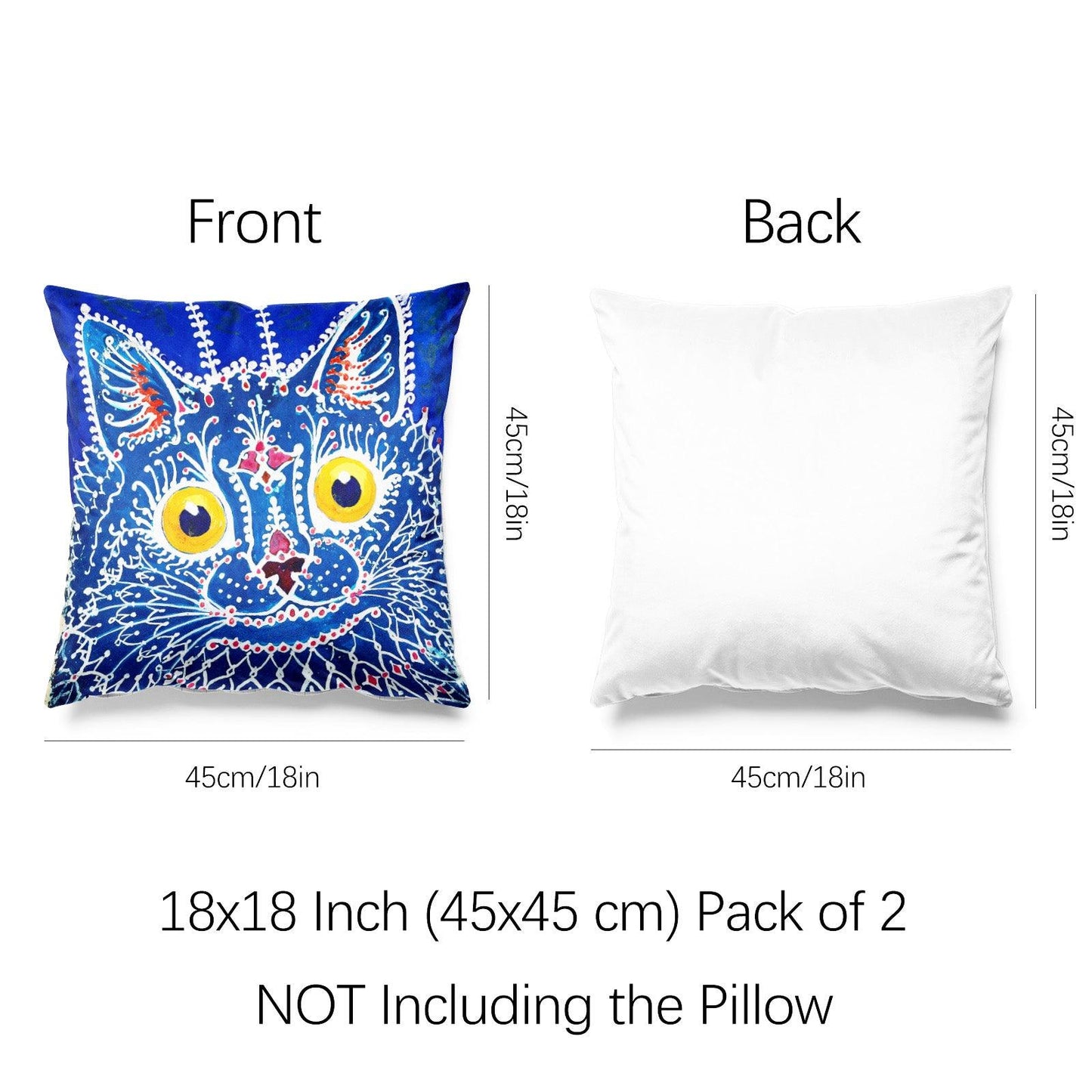 Art Animal Throw Pillow Covers Pack of 2 18x18 Inch (A Cat in Gothic Style by Louis Wain) - Berkin Arts