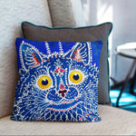 Art Animal Throw Pillow Covers Pack of 2 18x18 Inch (A Cat in Gothic Style by Louis Wain) - Berkin Arts