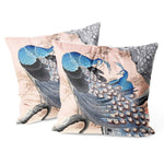 Art Animal Throw Pillow Covers Pack of 2 18x18 Inch (Two Peacocks by Ohara Koson) - Berkin Arts