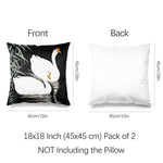 Art Animal Throw Pillow Covers Pack of 2 18x18 Inch (White Chinese Geese Swimming by Ohara Koson) - Berkin Arts