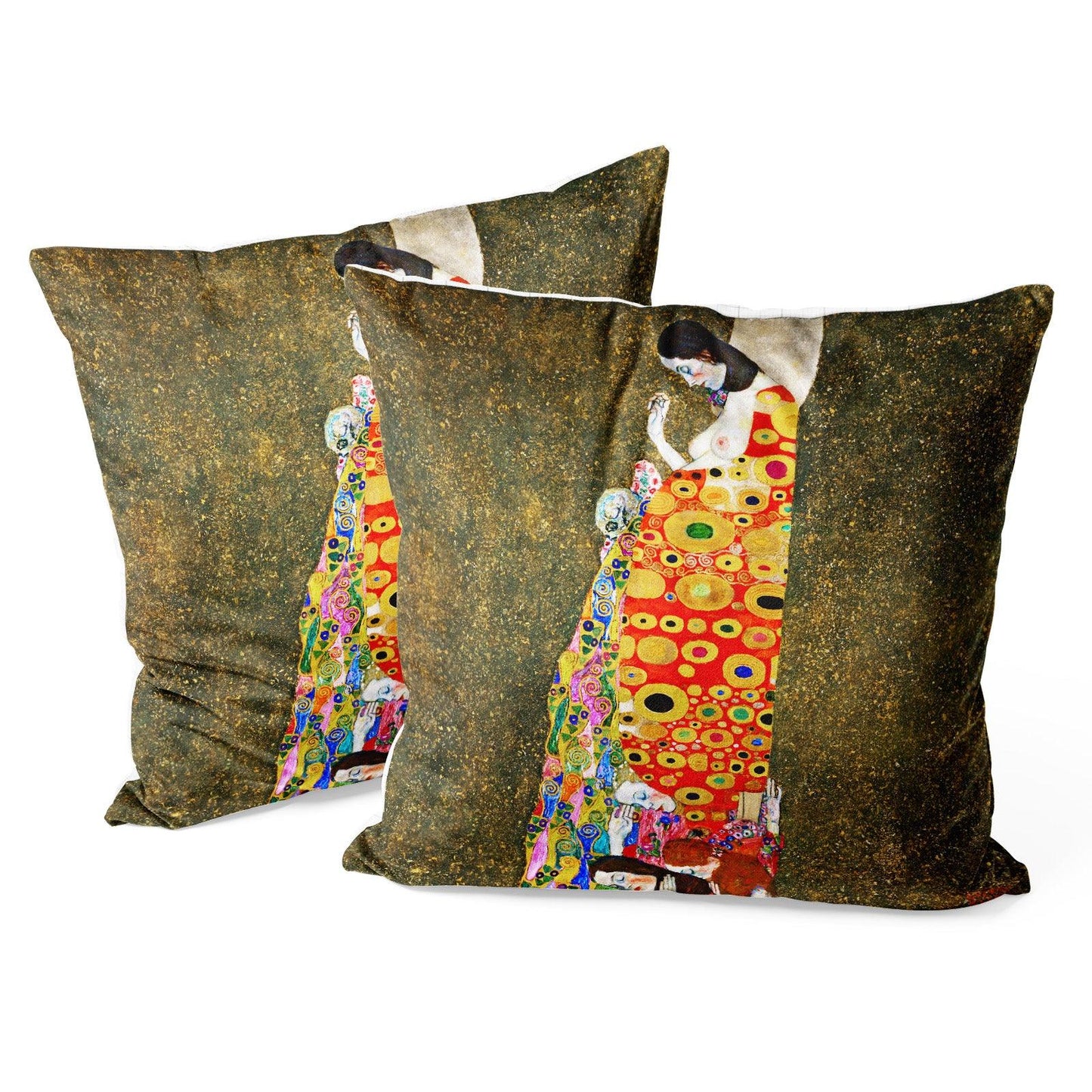 Art Decor Throw Pillow Covers Pack of 2 18x18 Inch (Hope by Gustav Klimt) - Berkin Arts