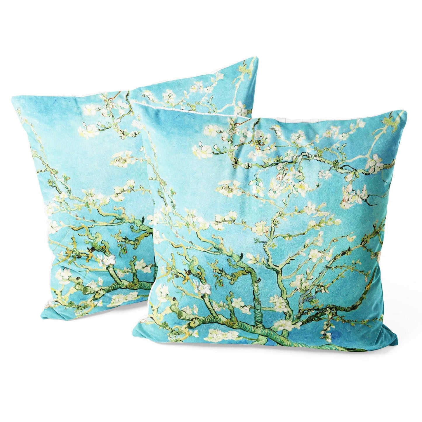 Art Flower Throw Pillow Covers Pack of 2 18x18 Inch (Almond Blossom by Vincent Van Gogh) - Berkin Arts