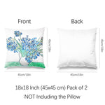 Art Flower Throw Pillow Covers Pack of 2 18x18 Inch (Irises by Vincent Van Gogh) - Berkin Arts