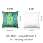 Art Flower Throw Pillow Covers Pack of 2 18x18 Inch (Sunflowers by Gustav Klimt) - Berkin Arts