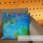Art Flower Throw Pillow Covers Pack of 2 18x18 Inch (Wisteria by Claude Monet) - Berkin Arts
