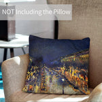 Art Landscape Throw Pillow Covers Pack of 2 18x18 Inch (Boulevard Montmartre At Night by Pissarro) - Berkin Arts