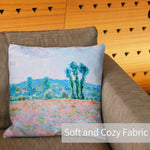 Art Landscape Throw Pillow Covers Pack of 2 18x18 Inch (Poppy Field by Claude Monet) - Berkin Arts