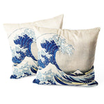 Art Landscape Throw Pillow Covers Pack of 2 18x18 Inch (The Great Wave by Hokusai) - Berkin Arts