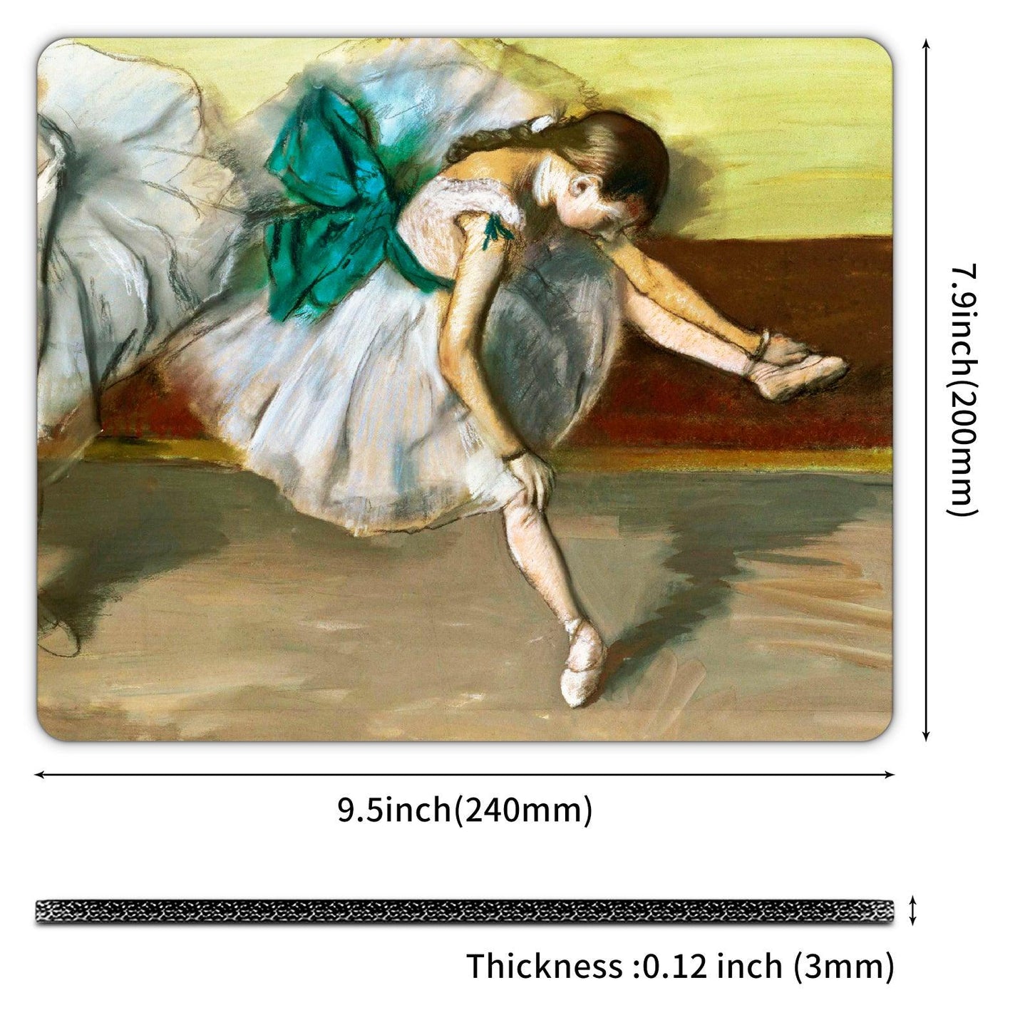Art Square Mouse Pad 9.5 x 7.9 Inches (Resting Dancer by Edgar Degas) - Berkin Arts