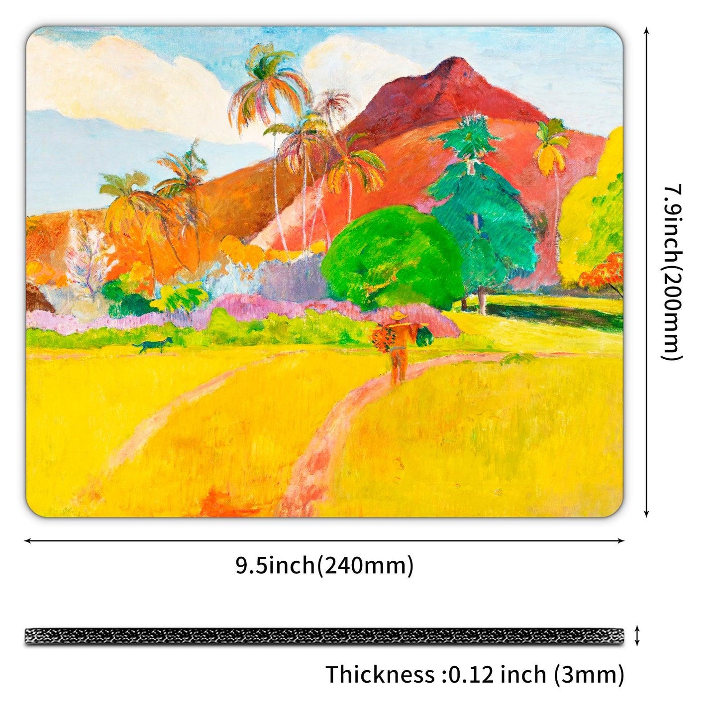 Art Square Mouse Pad 9.5 x 7.9 Inches (Tahitian Landscape by Paul Gauguin) - Berkin Arts