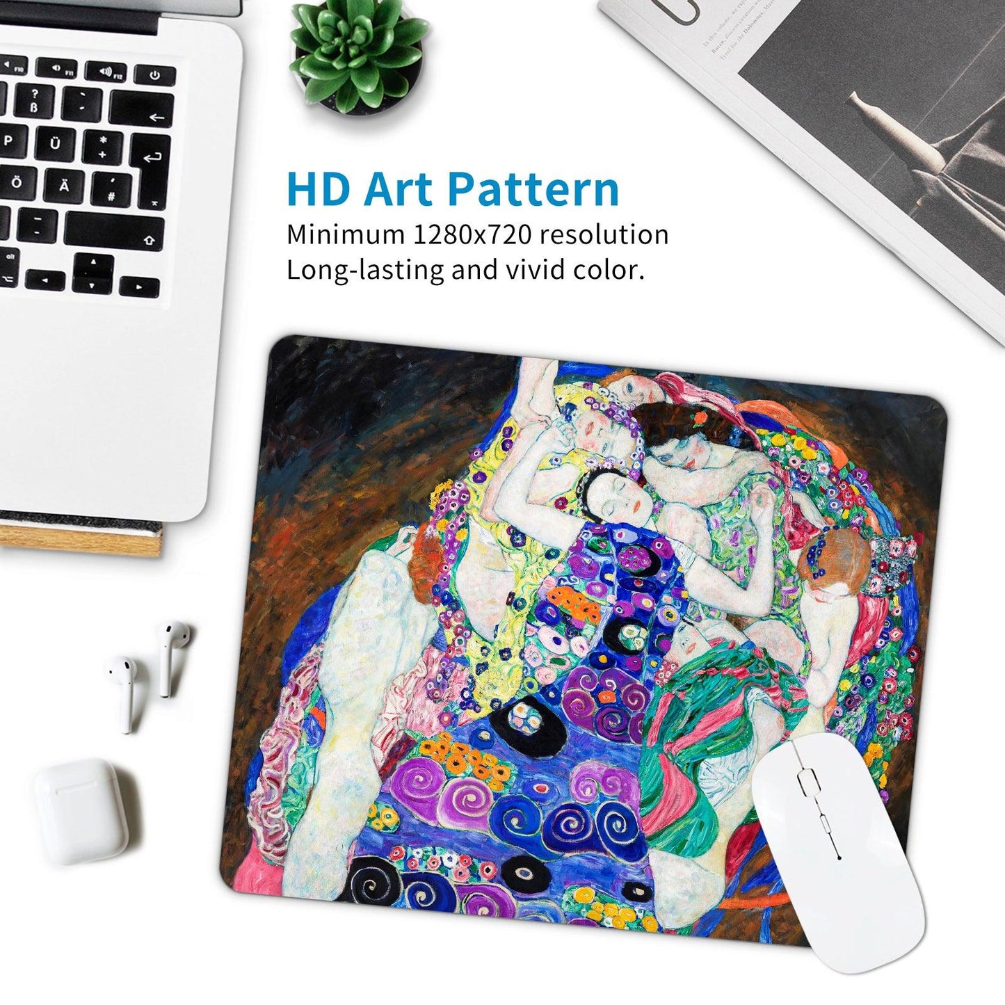 Art Square Mouse Pad 9.5 x 7.9 Inches (The Virgin by Gustav Klimt) - Berkin Arts