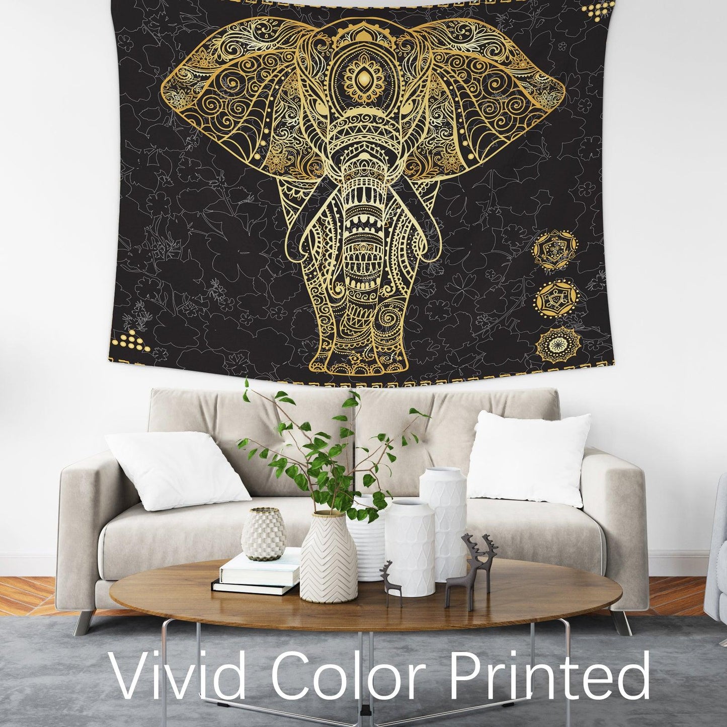 Bohemian Boho Tapestry (Golden Elephant) - Berkin Arts