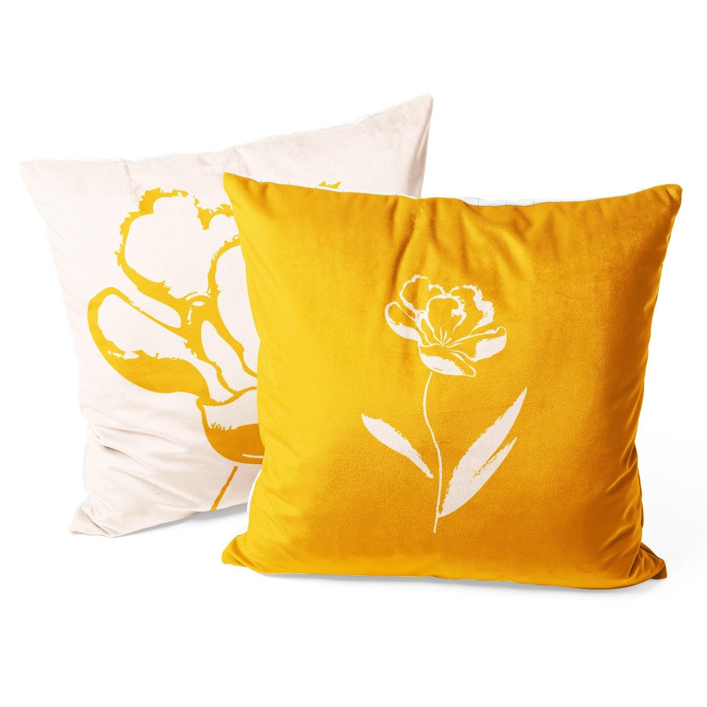 Boho Throw Pillow Covers Pack of 2 18x18 Inch (Hand Drawn Flower ) - Berkin Arts