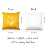 Boho Throw Pillow Covers Pack of 2 18x18 Inch (Hand Drawn Flower ) - Berkin Arts