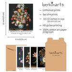 Classical Flower Art Paper Giclee Prints Set of 4 (Ambrosius Bosschaert Series) - Berkin Arts