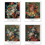 Classical Flower Art Paper Giclee Prints Set of 4 (Jan Van Huysum Series) - Berkin Arts