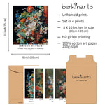 Classical Flower Art Paper Giclee Prints Set of 4 (Jan Van Huysum Series) - Berkin Arts