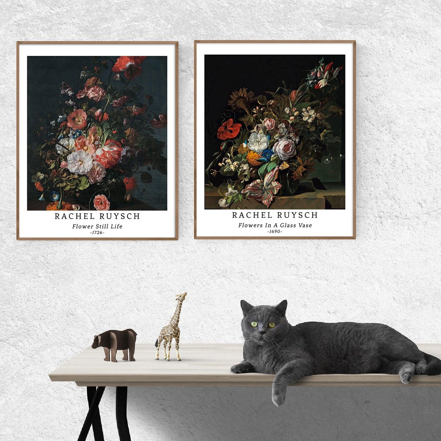 Classical Flower Art Paper Giclee Prints Set of 4 (Rachel Ruysch Series) - Berkin Arts
