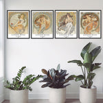 Classical Illustration Art Paper Giclee Prints Set of 4 (Alphonse Mucha Series) - Berkin Arts