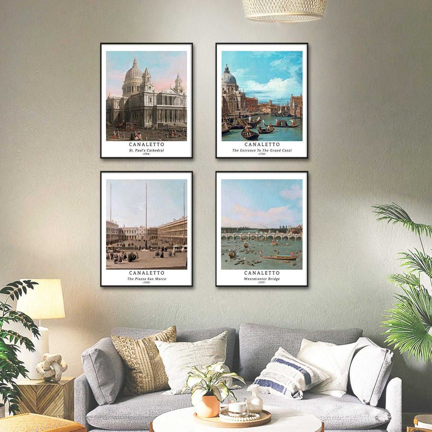 Classical Landscape Art Paper Giclee Prints Set of 4 (Canaletto Series) - Berkin Arts