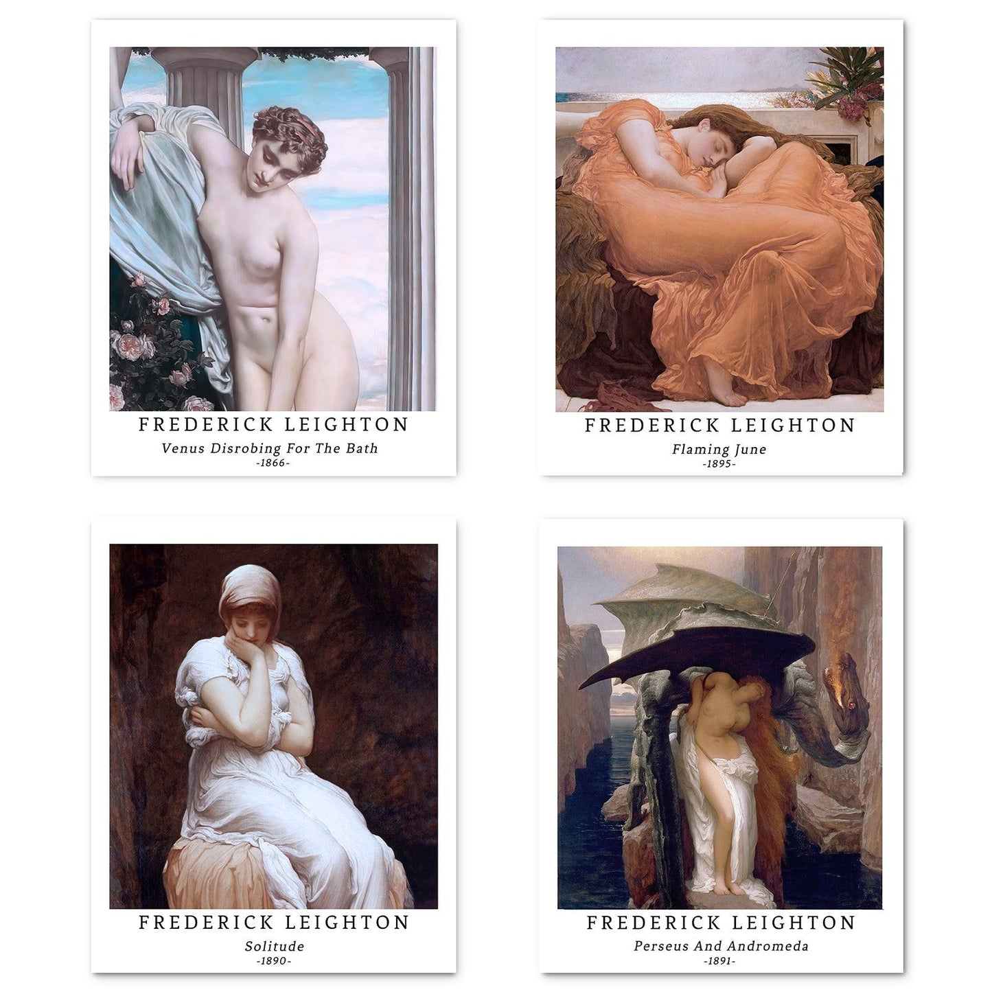 Classical Mythology Historical Art Paper Giclee Prints Set of 4 (Frederick Leighton Series) - Berkin Arts