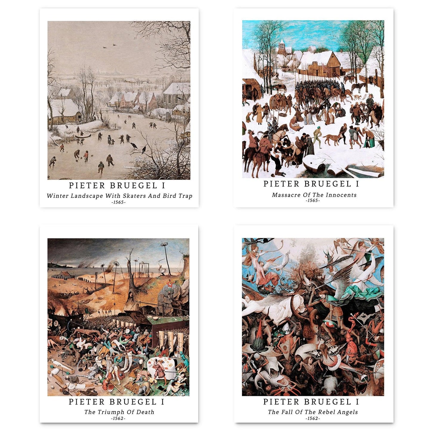 Classical Mythology Historical Art Paper Giclee Prints Set of 4 (Pieter Bruegel I Series) - Berkin Arts