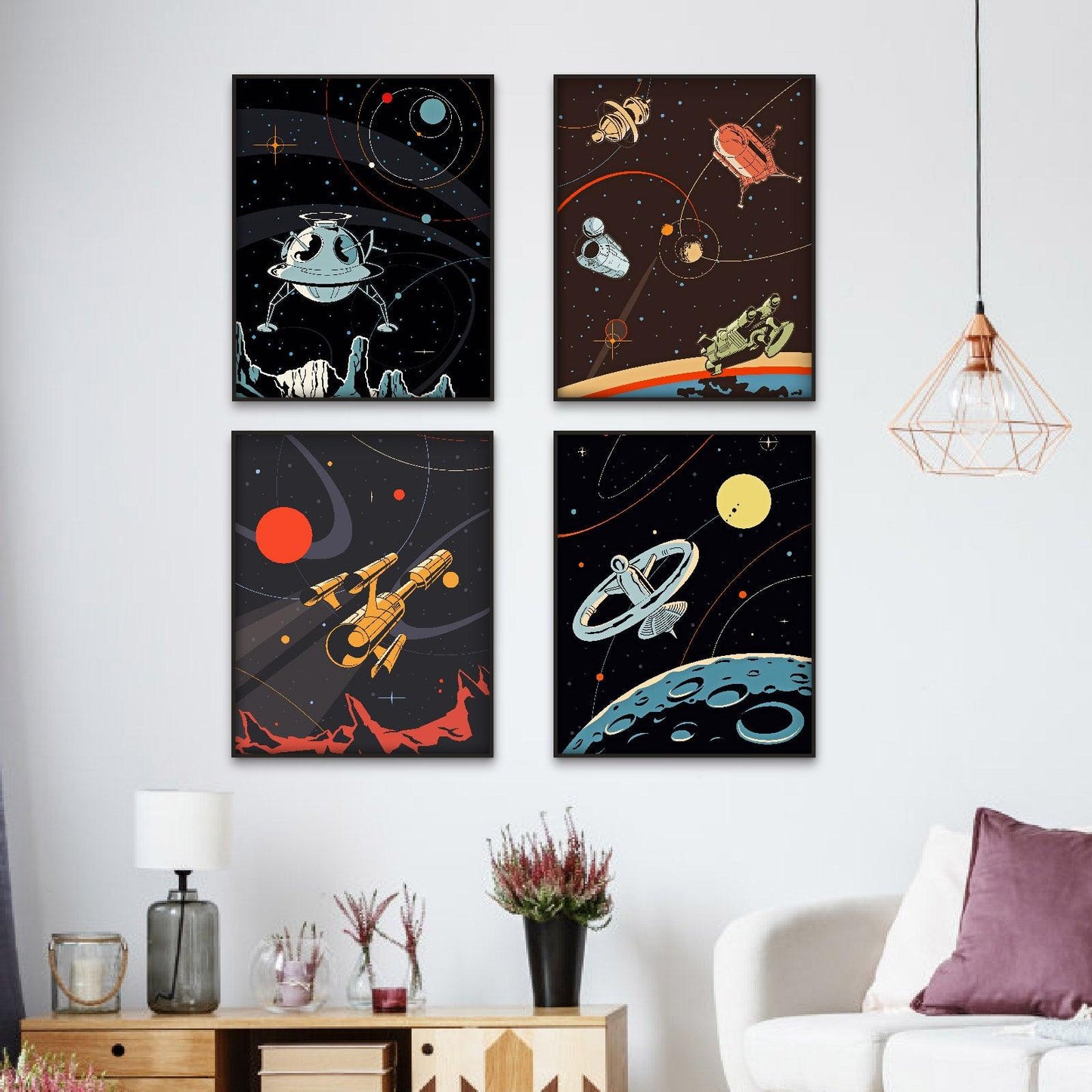 Contemporary Paper Giclee Prints Set of 4 (Space Series) - Berkin Arts