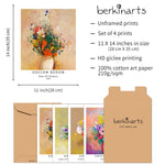 Flower Art Paper Giclee Prints Set of 4 (Odilon Redon Series) - Berkin Arts