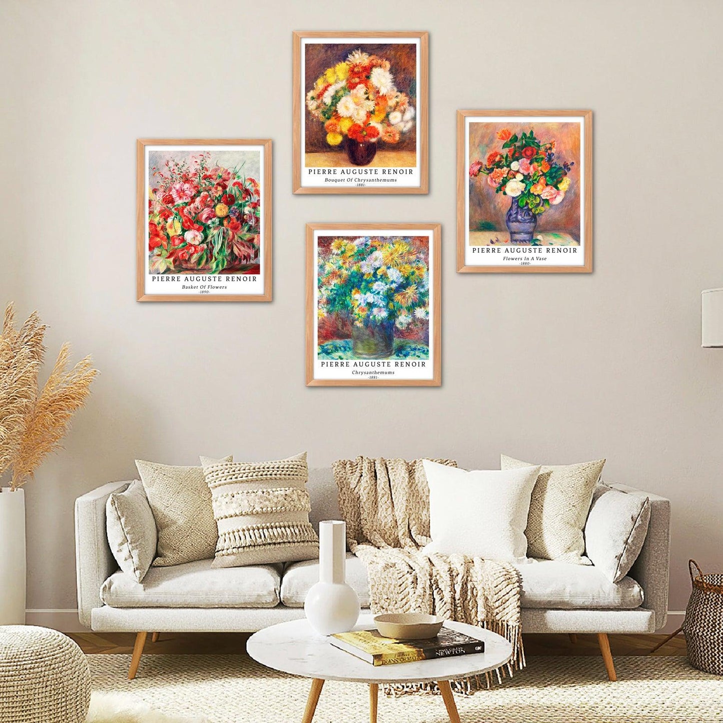 Flower Art Paper Giclee Prints Set of 4 (Pierre Auguste Renoir Series) - Berkin Arts