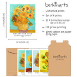 Flower Art Paper Giclee Prints Set of 4 (Vincent Van Gogh Series 2) - Berkin Arts