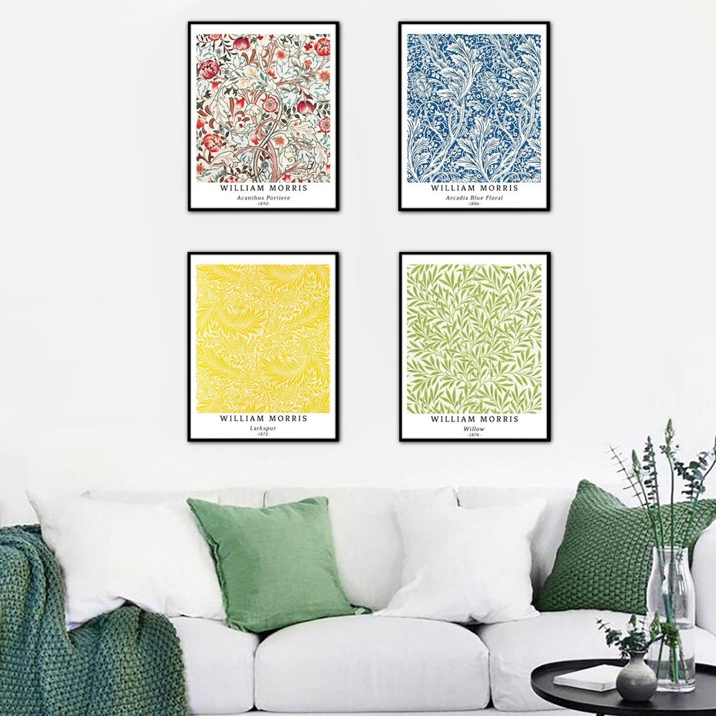 Flower Art Paper Giclee Prints Set of 4 (William Morris Series) - Berkin Arts