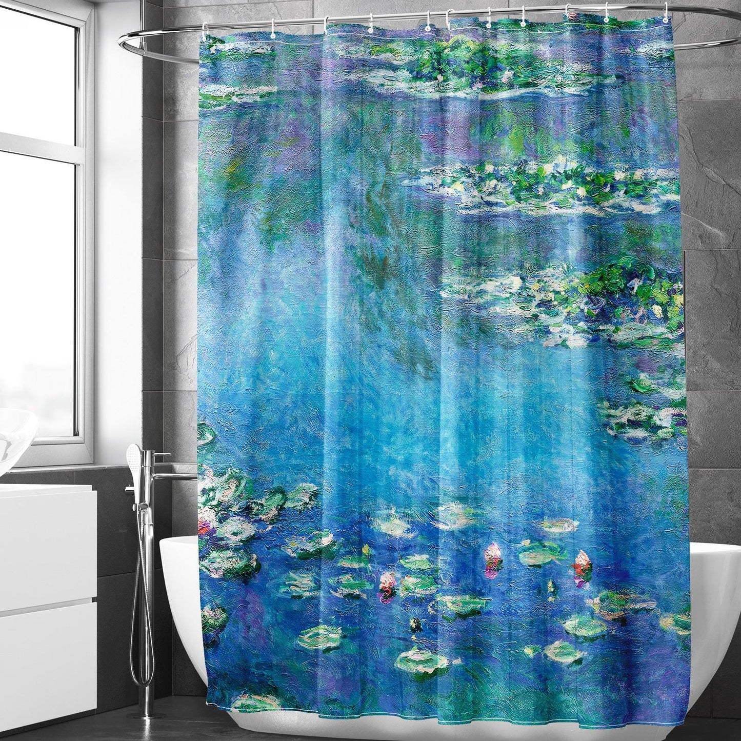 Flower Art Shower Curtain Set (Water Lilies by Claude Monet) - Berkin Arts
