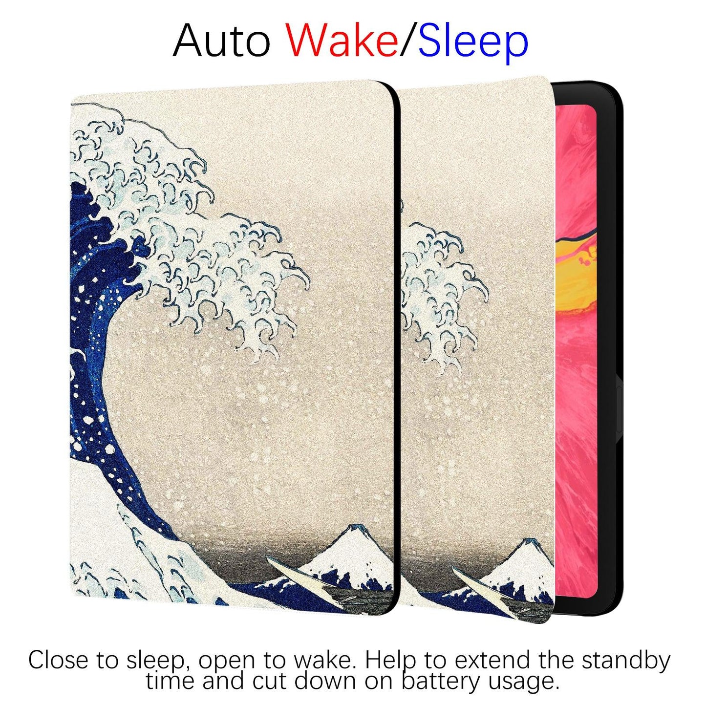 iPad 7/8/9th /iPad Air 3rd Generation Art Landscape Case (10.5 Inch) (Hokusai-The Great Wave) - Berkin Arts