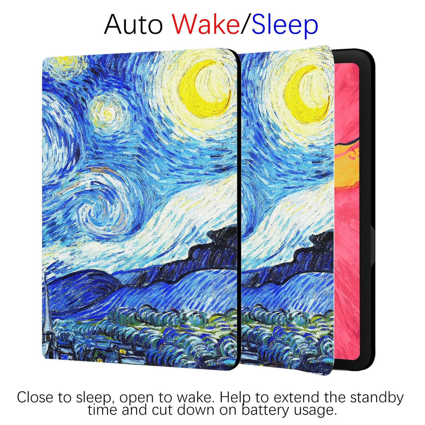iPad 7/8/9th /iPad Air 3rd Generation Art Landscape Case (10.5 Inch) (Van Gogh-The Starry Night) - Berkin Arts