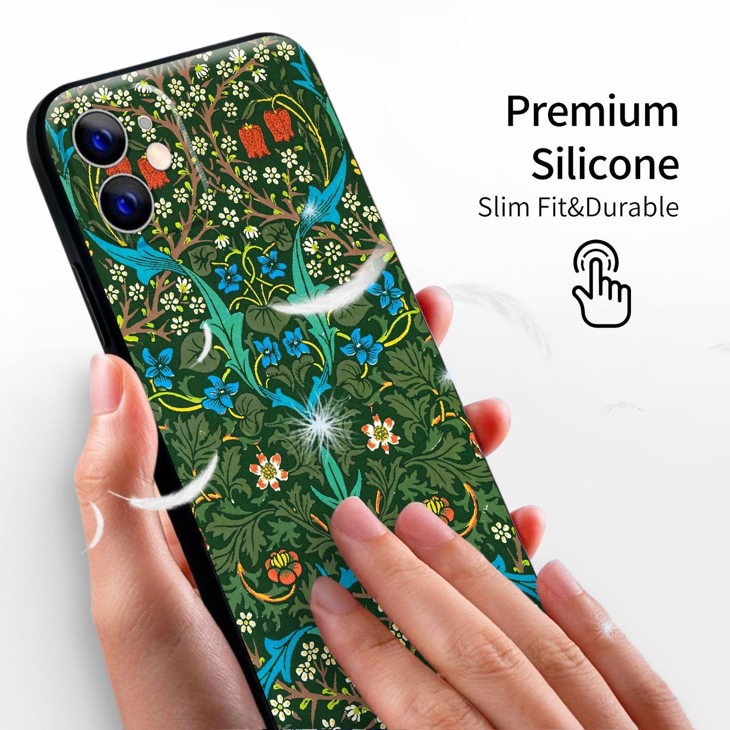 iPhone 11 Cute Silicone Case(Blackthorn by William Morris) - Berkin Arts