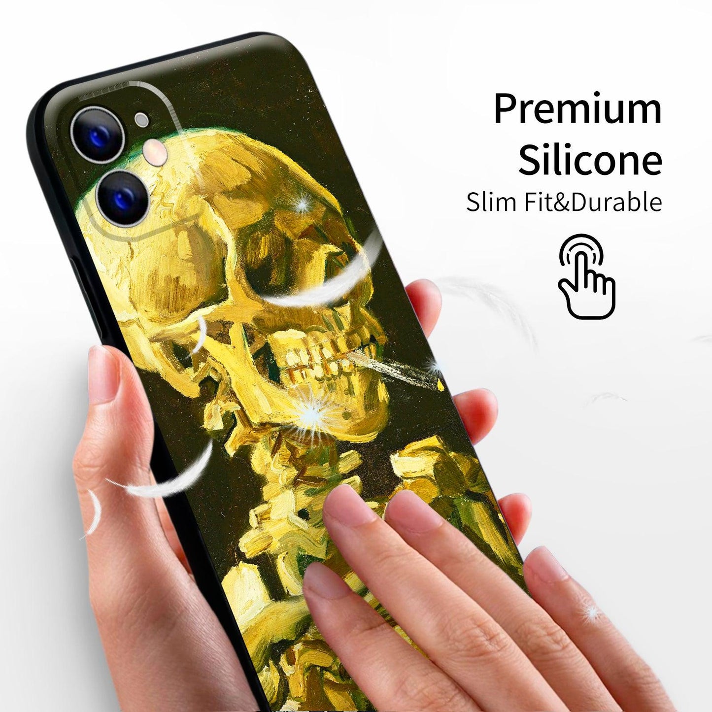 iPhone 11 Cute Silicone Case(Head of a Skeleton with a Burning Cigarette by Vincent Van Gogh) - Berkin Arts