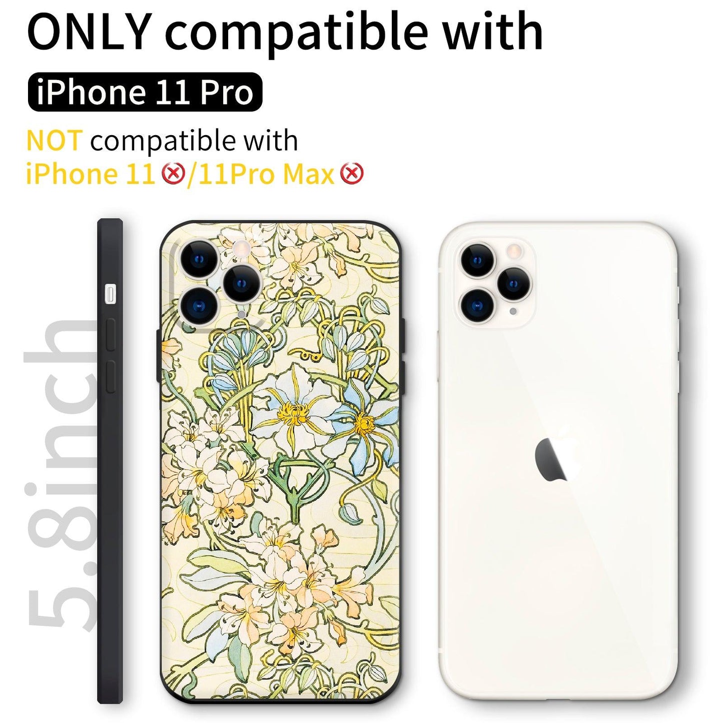 iPhone 11 Pro Cute Silicone Case(Clematis by Alphonse Mucha) - Berkin Arts