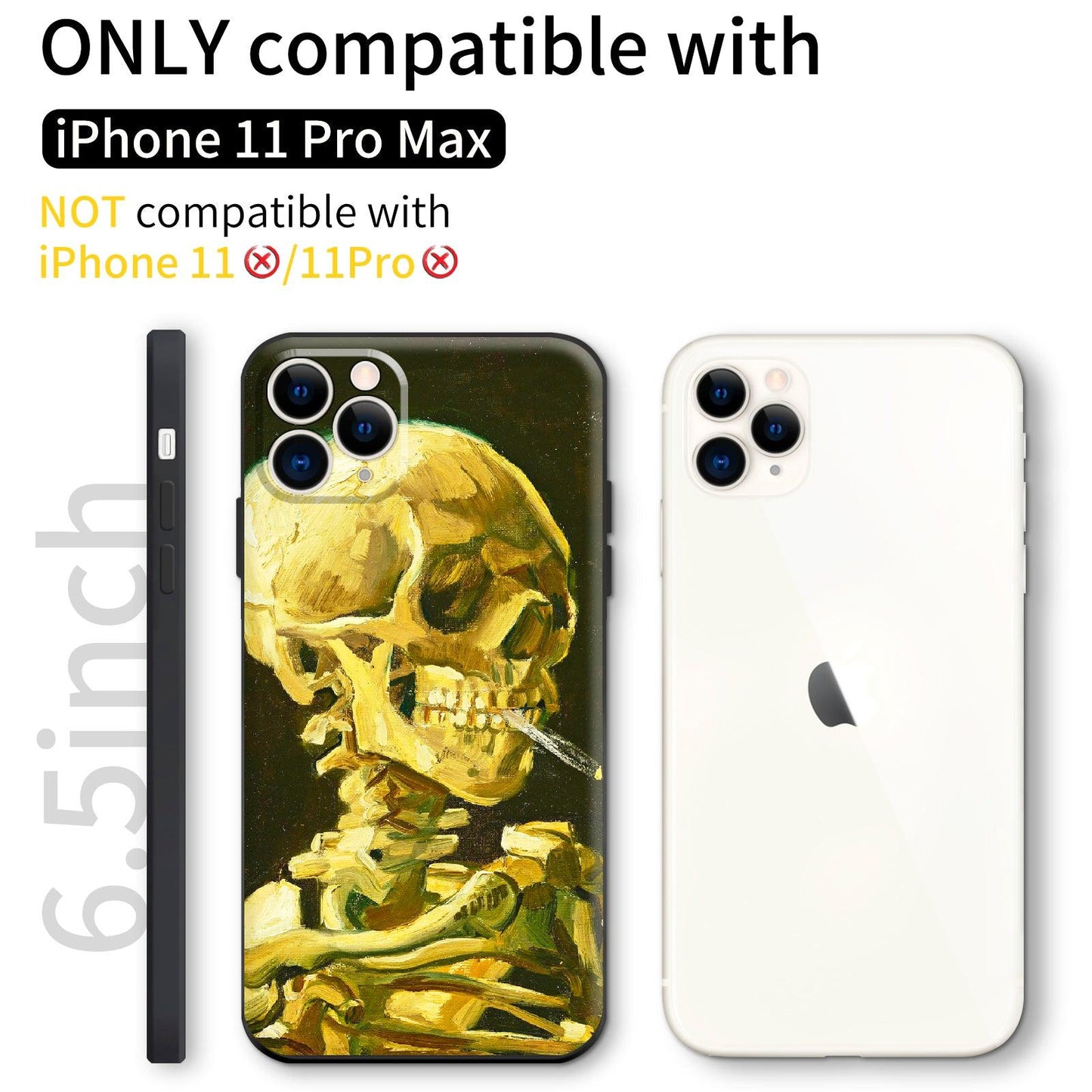 iPhone 11 Pro Max Silicone Case(Head of a Skeleton with a Burning Cigarette by Vincent Van Gogh) - Berkin Arts
