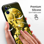iPhone 12 Mini Silicone Case(Head of a Skeleton with a Burning Cigarette by Vincent Van Gogh) - Berkin Arts