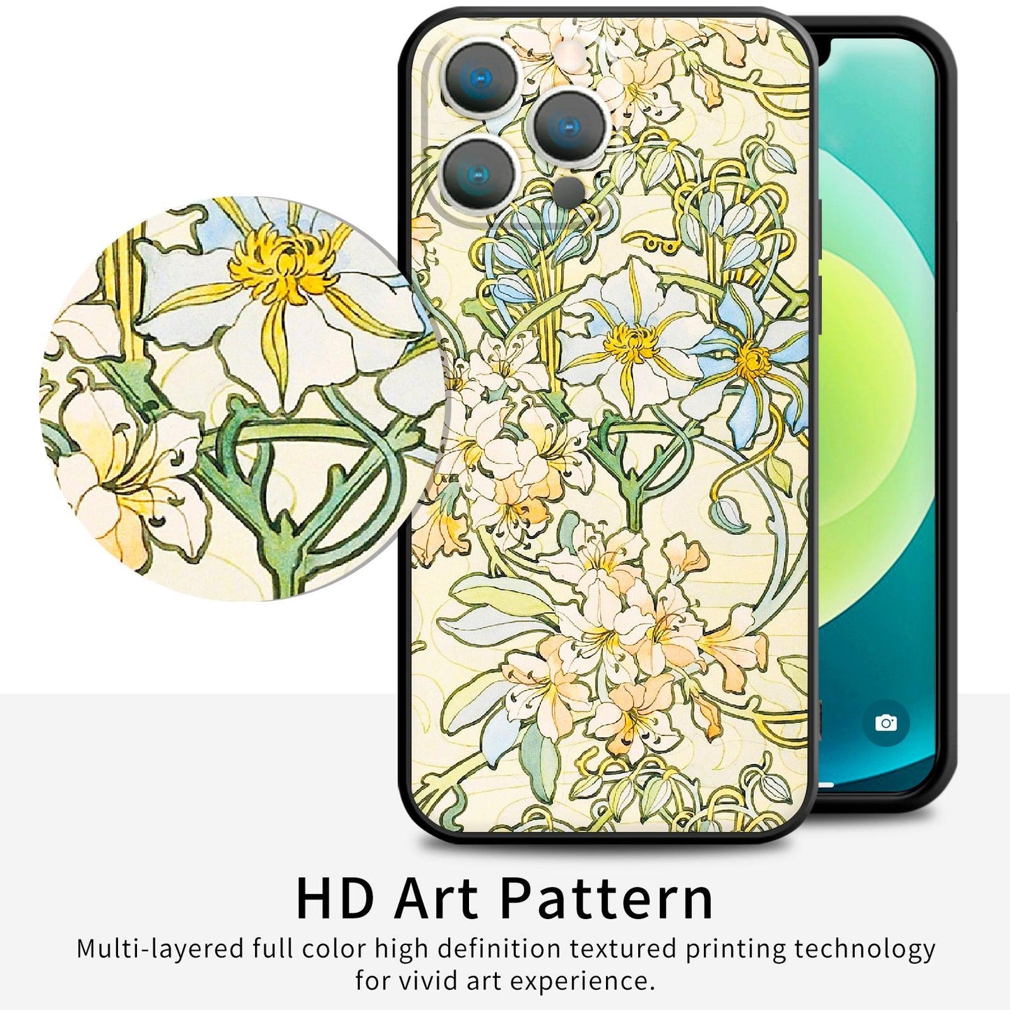 iPhone 12 Pro Max Silicone Case(Clematis by Alphonse Mucha) - Berkin Arts