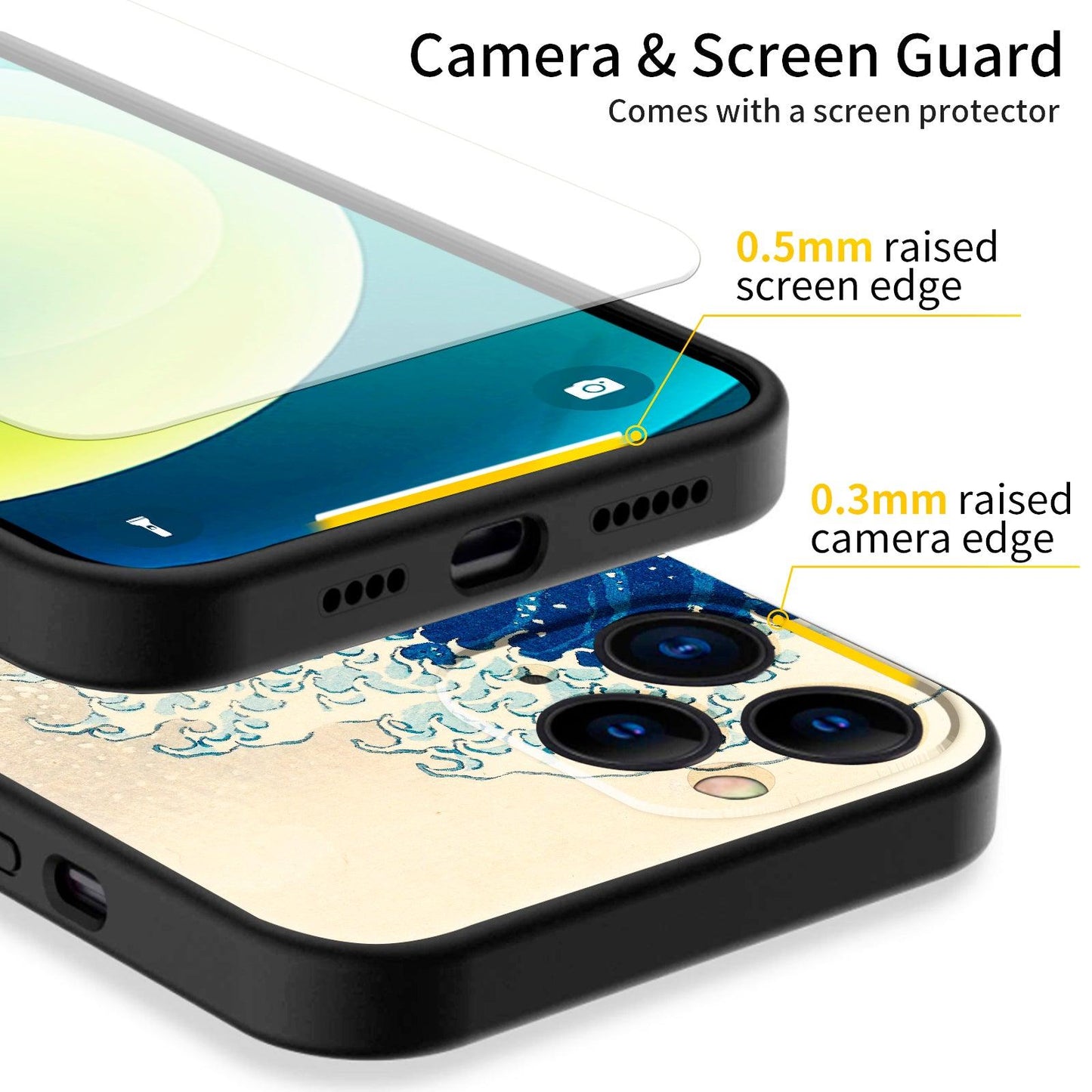 IPhone 13 Pro Case Kanagawa Design Shockproof Clear Phone 