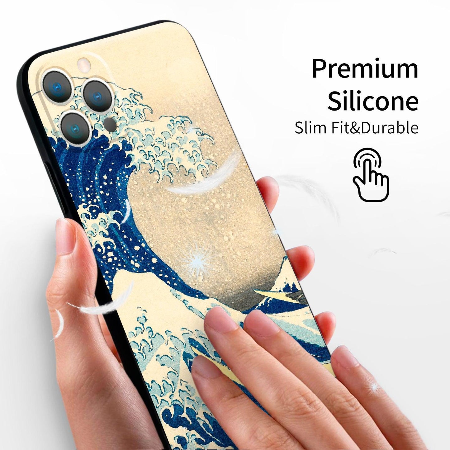 iPhone 12 Pro Max Silicone Case(Under The Wave Off Kanagawa The Great Wave by Katsushika Hokusai) - Berkin Arts