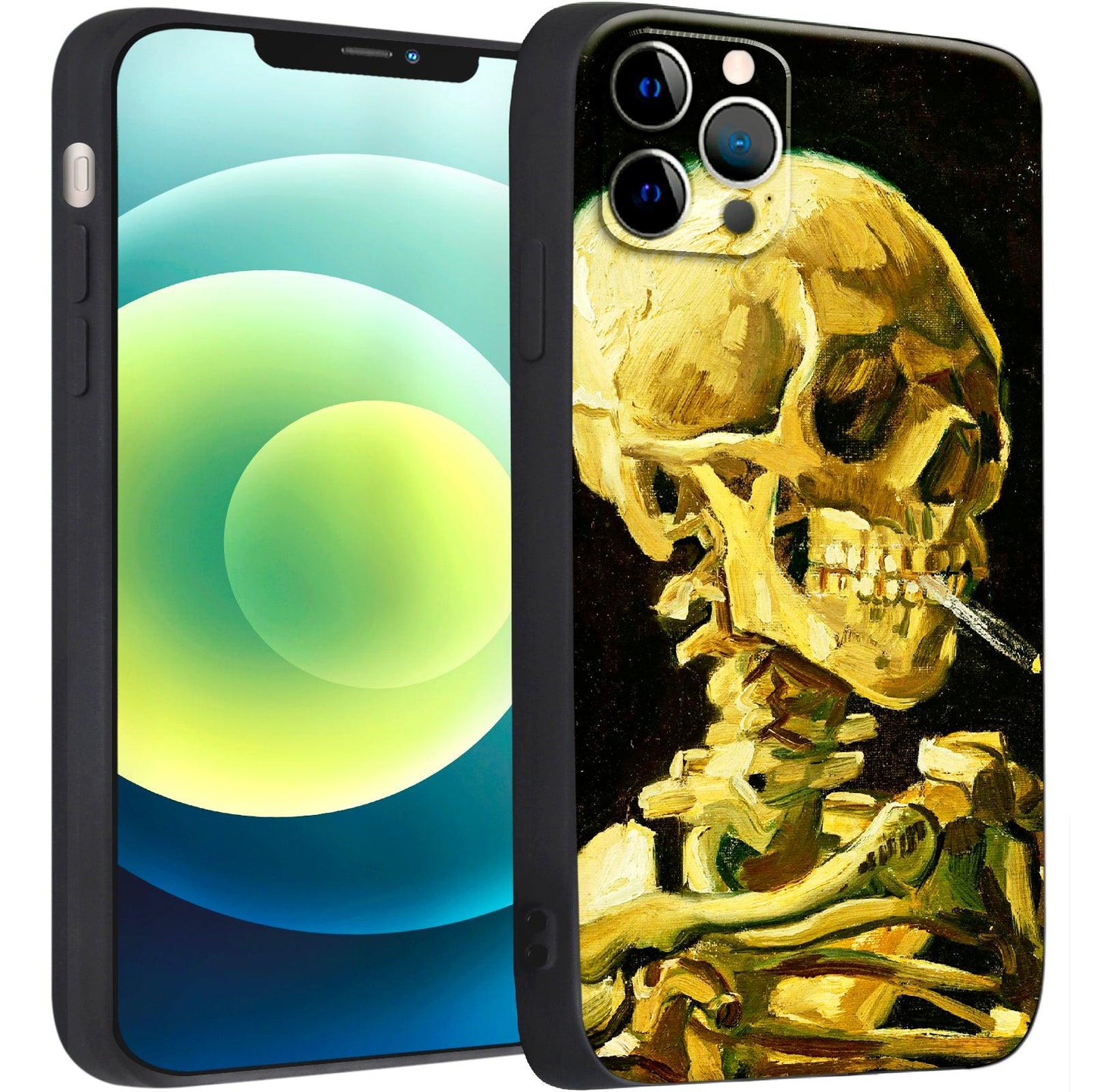 iPhone 12 Pro Silicone Case(Head of a Skeleton with a Burning Cigarette by Vincent Van Gogh) - Berkin Arts