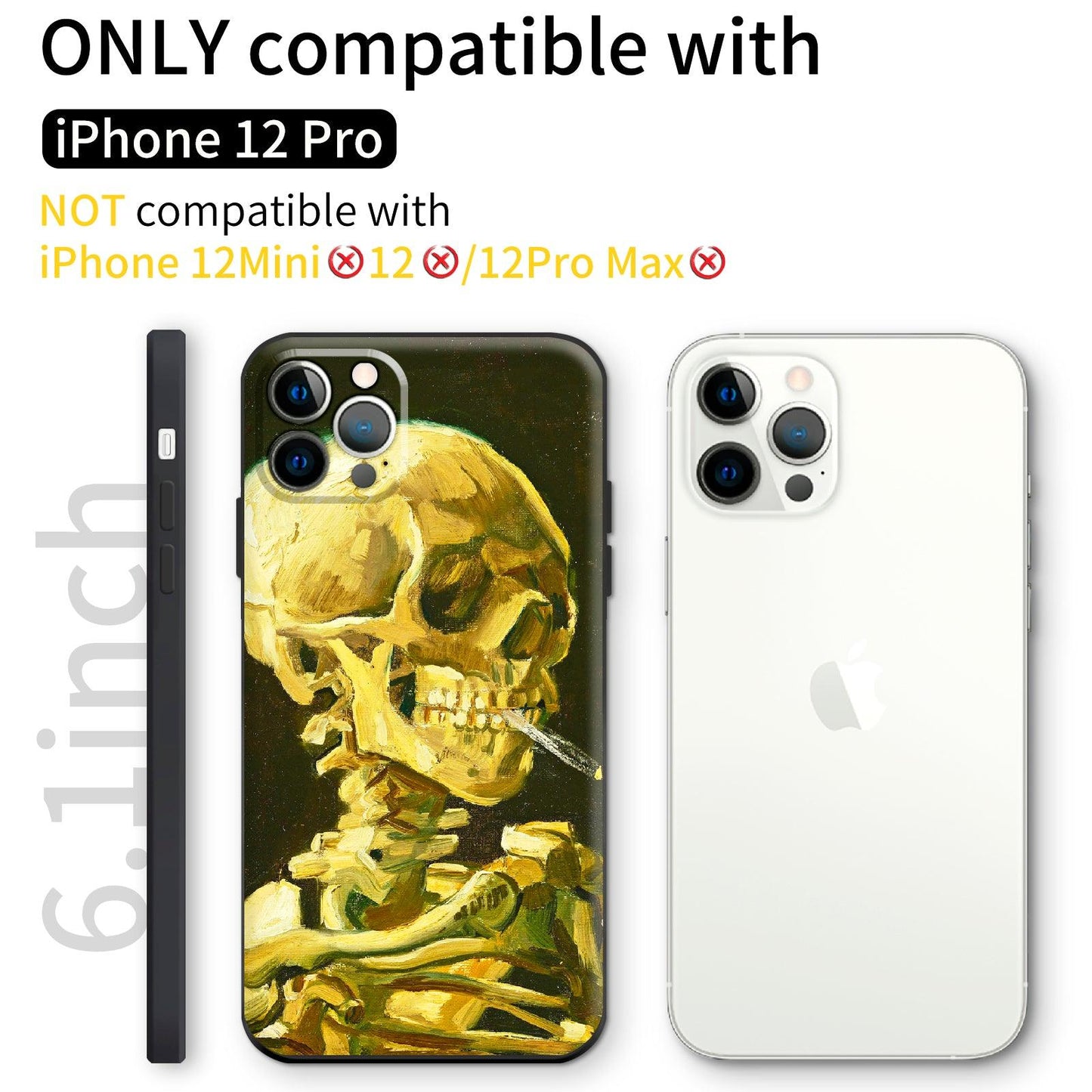 iPhone 12 Pro Silicone Case(Head of a Skeleton with a Burning Cigarette by Vincent Van Gogh) - Berkin Arts